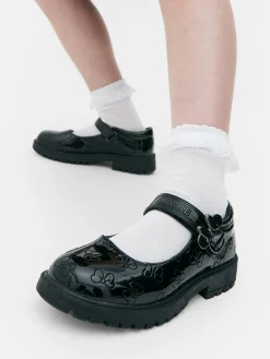 Flache Schuhe|Primark „Disney Minnie Maus“ Schulschuhe In Lackoptik Schwarz