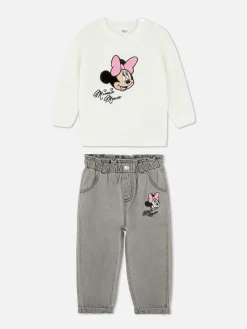 Sets Und Outfits|Primark „Disney Minnie Maus“ Strickpullover Und Jeans Im Set Elfenbeinfarben