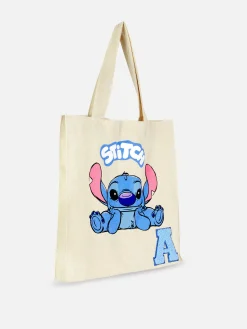 Taschen|Primark „Disney Stitch“ Tragetasche Mit Initialen Naturfarben