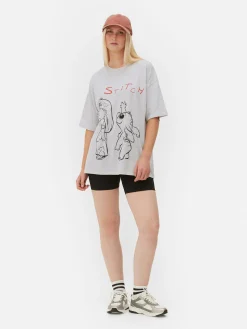 Tops Und T-Shirts|Primark „Disney Stitch“ T-Shirt Im Oversized-Look Grau