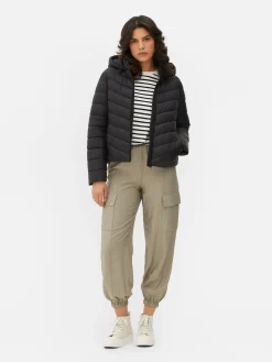 Jacken Und Mäntel|Primark Dünne Pufferjacke Mit Kapuze Schwarz