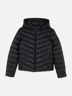 Jacken Und Mäntel|Primark Dünne Pufferjacke Mit Kapuze Schwarz