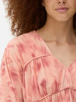 Blusen|Primark Drapierte, Gesmokte Bluse Aus Voile Rosa