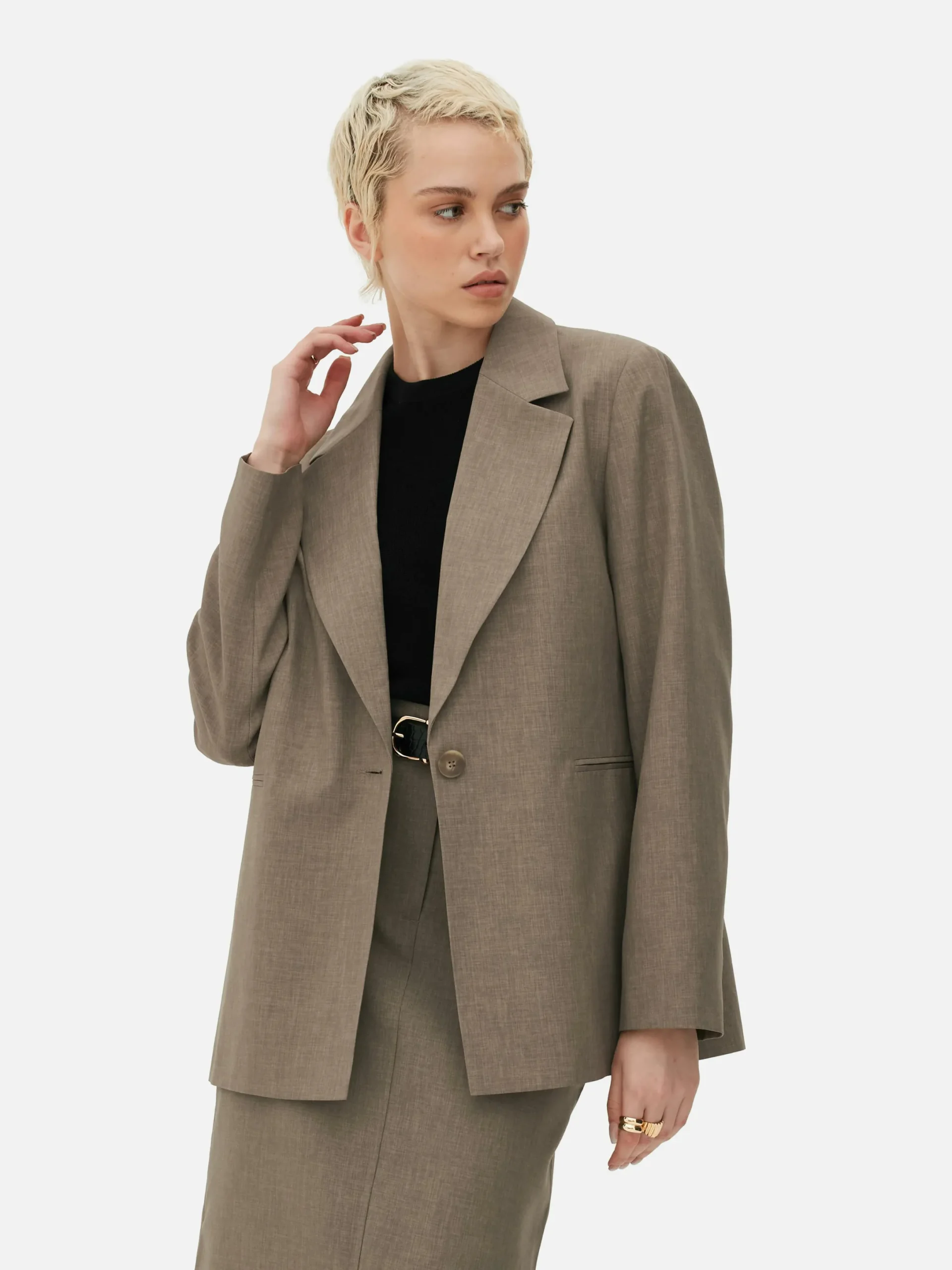 Blazer|Primark Einreihiger Blazer Im Oversized-Look Zum Kombinieren Khakifarben