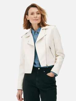 Jacken Und Mäntel|Primark Essential Bikerjacke Aus Kunstleder Cremefarben