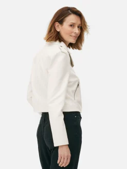 Jacken Und Mäntel|Primark Essential Bikerjacke Aus Kunstleder Cremefarben