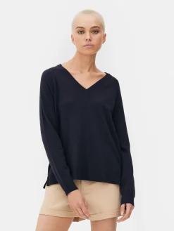 Pullover Und Cardigans|Primark Essential Pullover Mit V-Ausschnitt Marineblau