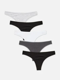 Slips|Primark Essential Tangas, 5er-Pack Schwarz/Weiß