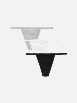 Slips|Primark Essenzielle G-String-Tangas, 3er-Pack Schwarz/Weiß