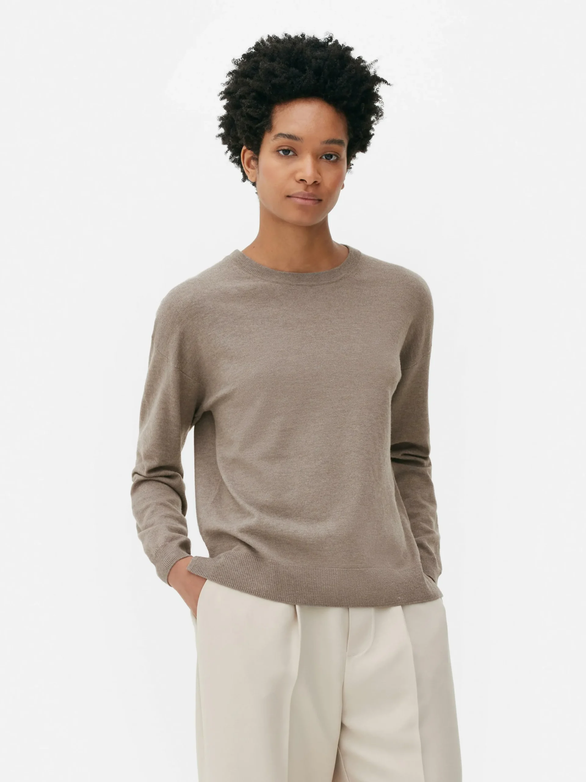 Pullover Und Cardigans|Primark Feinstrick-Rundhalspullover Taupefarben