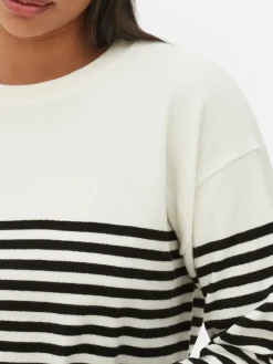 Pullover Und Cardigans|Primark Feinstrick-Rundhalspullover Weiß/Schwarz