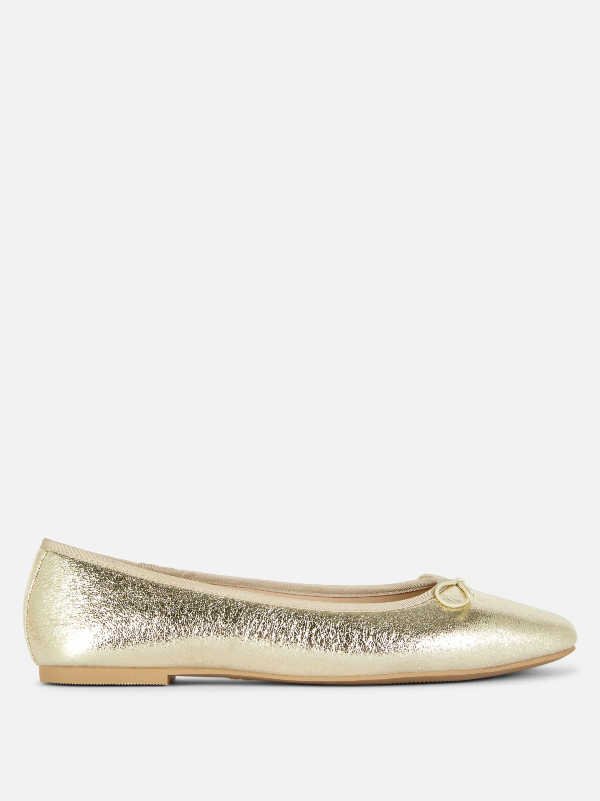 Flache Schuhe|Primark Flache Schuhe Mit Schleife Gold