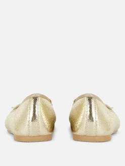 Flache Schuhe|Primark Flache Schuhe Mit Schleife Gold