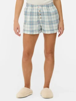 Schlafanzughosen|Primark Flanell-Schlafanzugshorts Mit Karomuster Blau