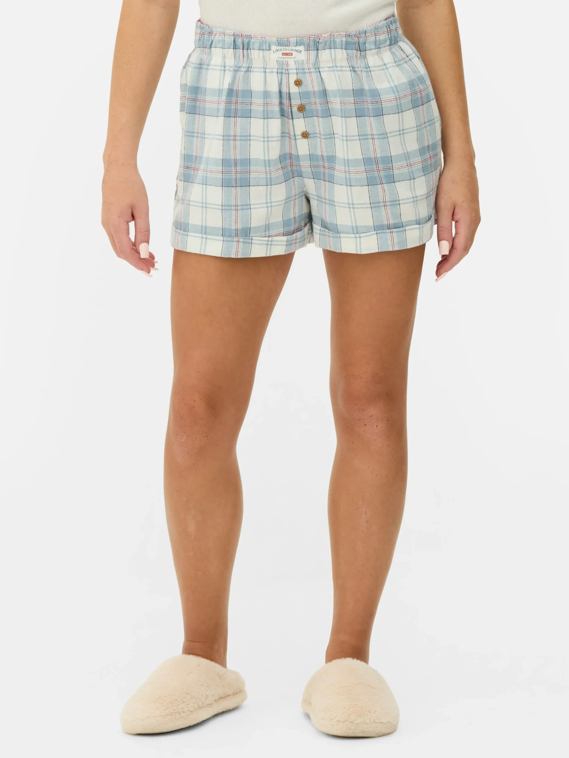 Schlafanzughosen|Primark Flanell-Schlafanzugshorts Mit Karomuster Blau