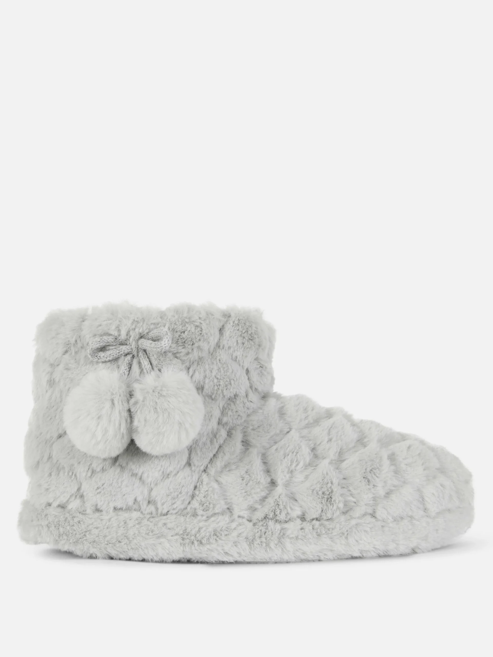Hausschuhe|Primark Flauschige Hausstiefel Mit Bommeln Grau