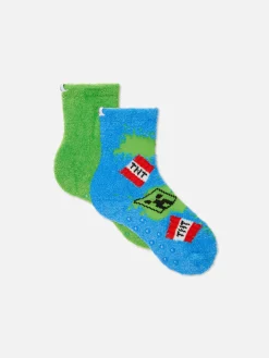 Socken|Primark Flauschige Minecraft-Socken, 2er-Pack Grün