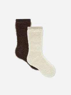 Hausschuhe|Socken|Primark Flauschige Socken, 2er-Pack Naturfarben