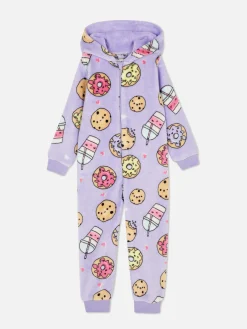 Snuddies Und Einteiler|Primark Fleece-Einteiler Mit Food-Muster Lilafarben
