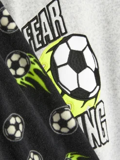 Schlafanzüge Und Nachtwäsche|Primark Fleece-Schlafanzug Mit Fußball-Print Grau meliert