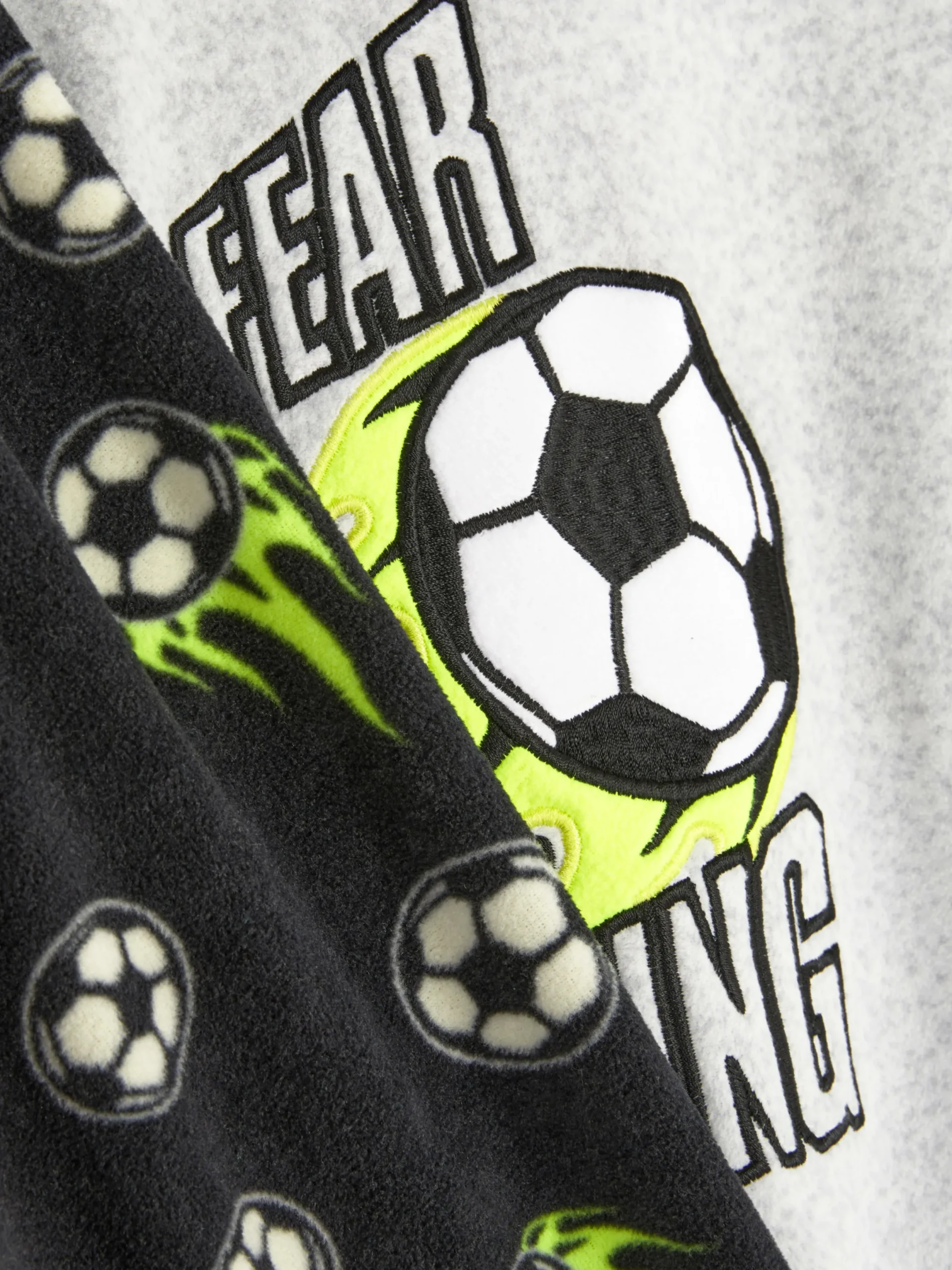 Schlafanzüge Und Nachtwäsche|Primark Fleece-Schlafanzug Mit Fußball-Print Grau meliert