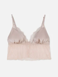 Bhs|Primark Fließender Bralette-BH Mit Spitze Hellrosa