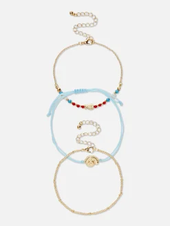Schmuck|Primark Fußkettchen Mit Muschelanhänger, 3er-Pack Blau