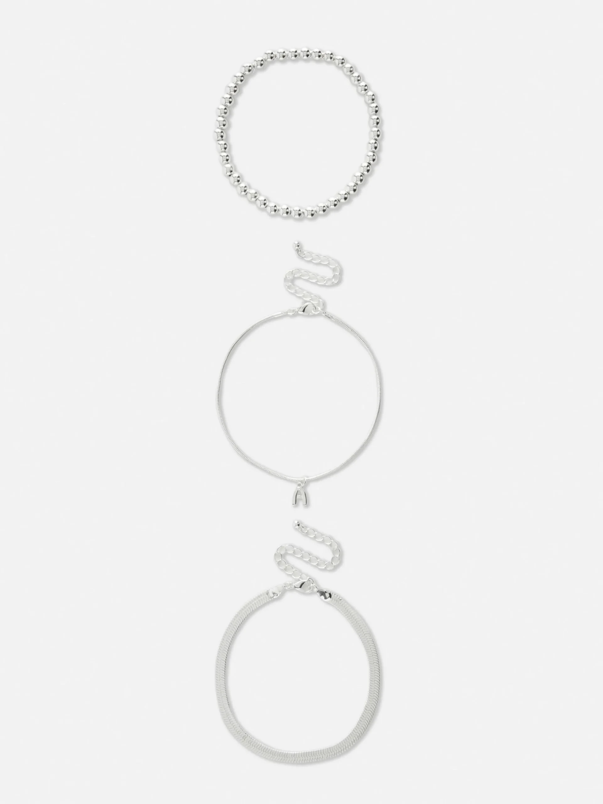 Schmuck|Primark Fußkette Mit Initiale & Unendlichkeitssymbol, 3er-Pack Weiß