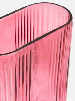 Blumentöpfe Und -Ständer|Primark Gebogene Art-Deco-Glasvase Rosa