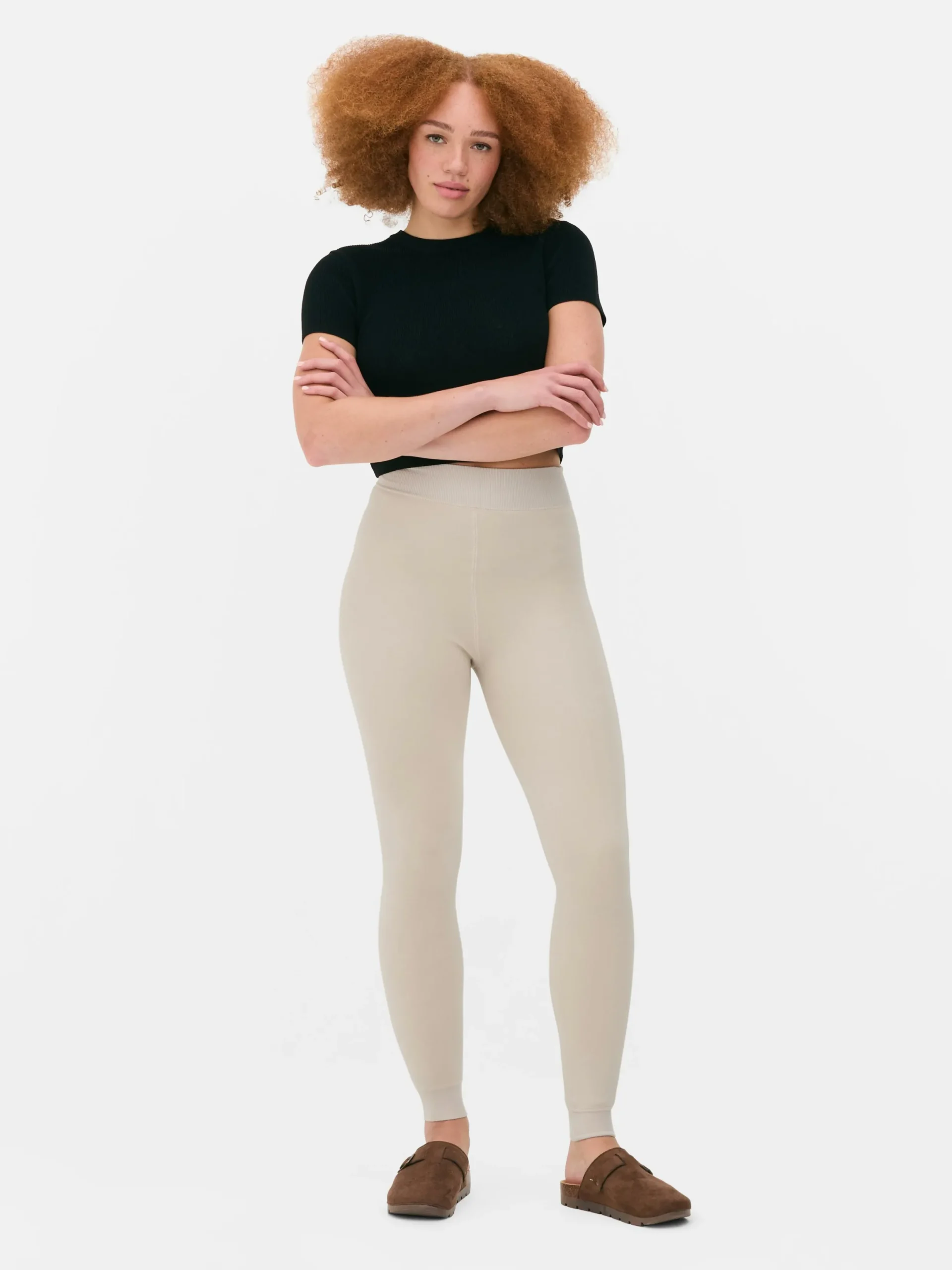 Strumpfhosen|Hosen Und Leggings|Primark Gefütterte Samtleggings Sandfarben