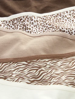 Slips|Primark Gemusterte Tangas, 5er-Pack Braun