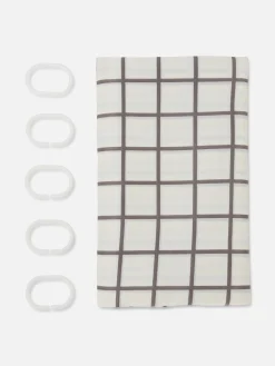 Accessoires Fürs Badezimmer|Badematten|Primark Gemusterter Duschvorhang Anthrazitfarben