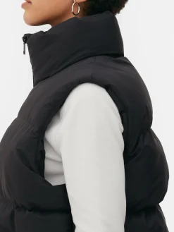 Jacken Und Mäntel|Primark Gepolsterte Weste Mit Trichterkragen Schwarz