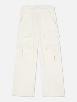 Jogginghosen|Primark Gerade Geschnittene Cargo-Jogginghose Ecrufarben