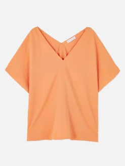 Blusen|Primark Gerade Geschnittene Tunika Mit V-Ausschnitt Pfirsichfarben