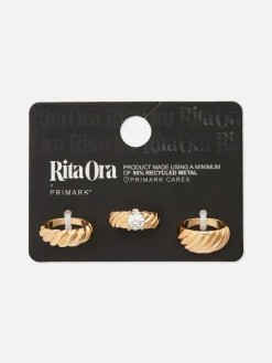 Schmuck|Primark Geriffelte „Rita Ora“ Stapelringe, 3er-Pack Gelb