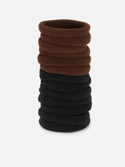 Haarschmuck|Primark Gerippte Haargummis, 20er-Pack Schwarz