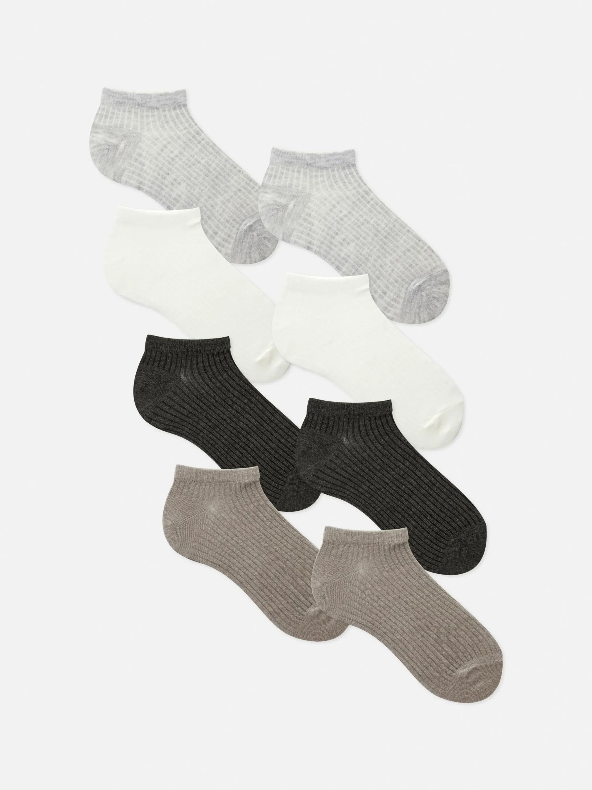 Socken|Primark Gerippte Sneakersocken In Neutralen Tönen, 7er-Pack Grau