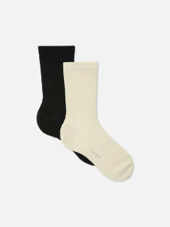 Socken|Primark Gerippte „The Edit“ Socken, 2er-Pack Elfenbeinfarben