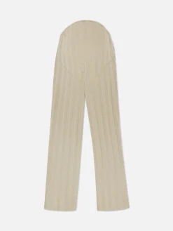 Hosen Und Leggings|Primark Gerippte Umstandshose Mit Weitem Bein Beige