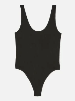 Tops Und T-Shirts|Primark Gerippter Body Mit U-Ausschnitt Schwarz
