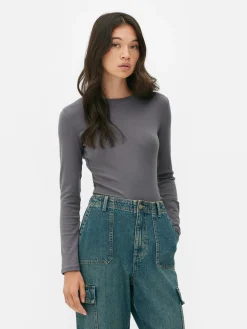 Tops Und T-Shirts|Primark Gerippter Body Mit Weicher Haptik Grau