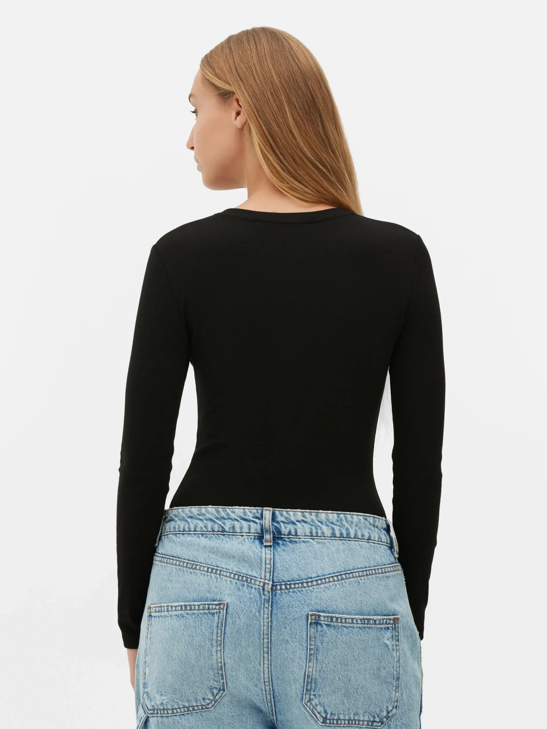 Tops Und T-Shirts|Primark Gerippter Langarm-Body Schwarz