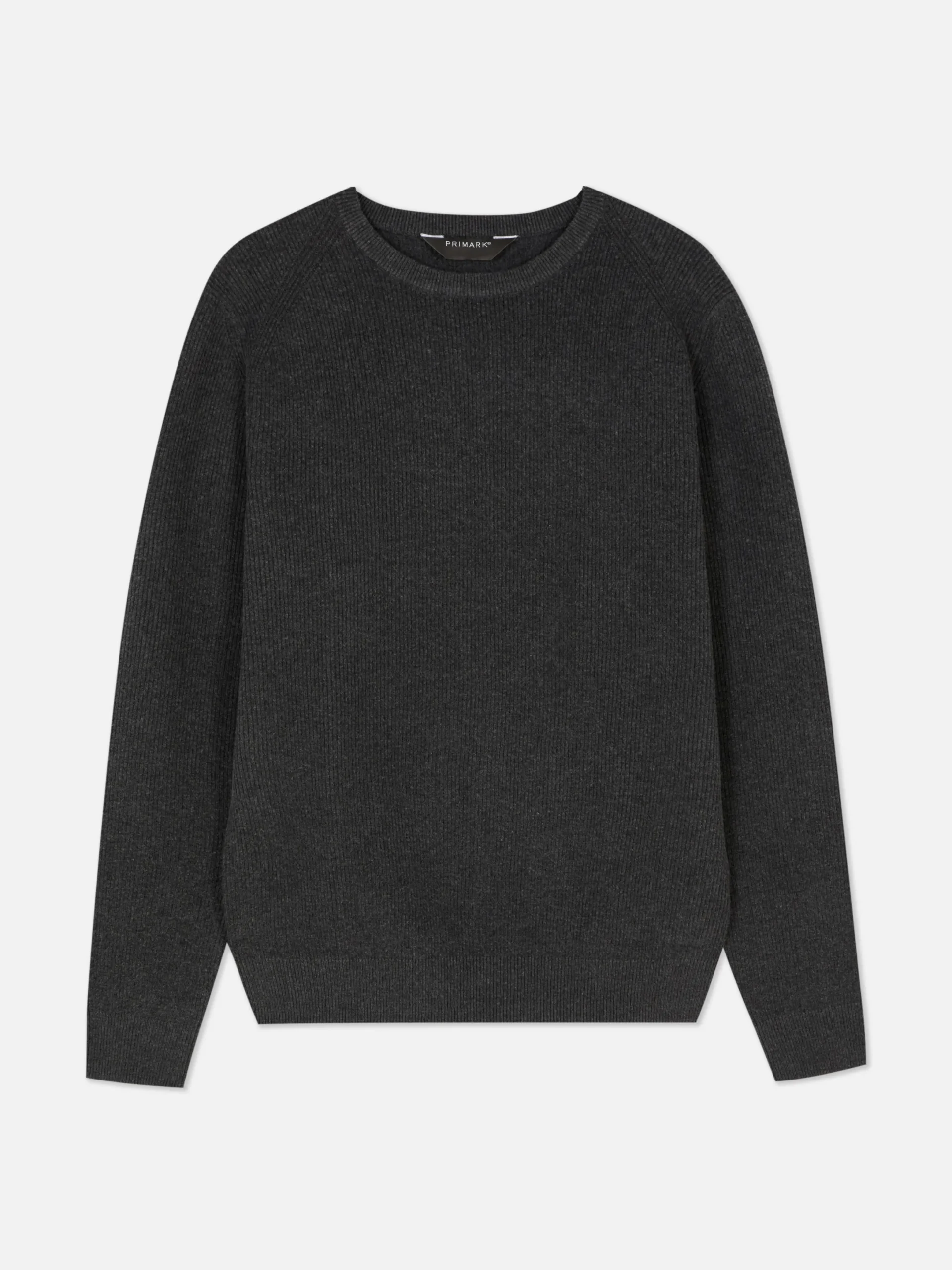 Pullover Und Cardigans|Primark Gerippter Pullover Mit Rundhalsausschnitt Anthrazitfarben