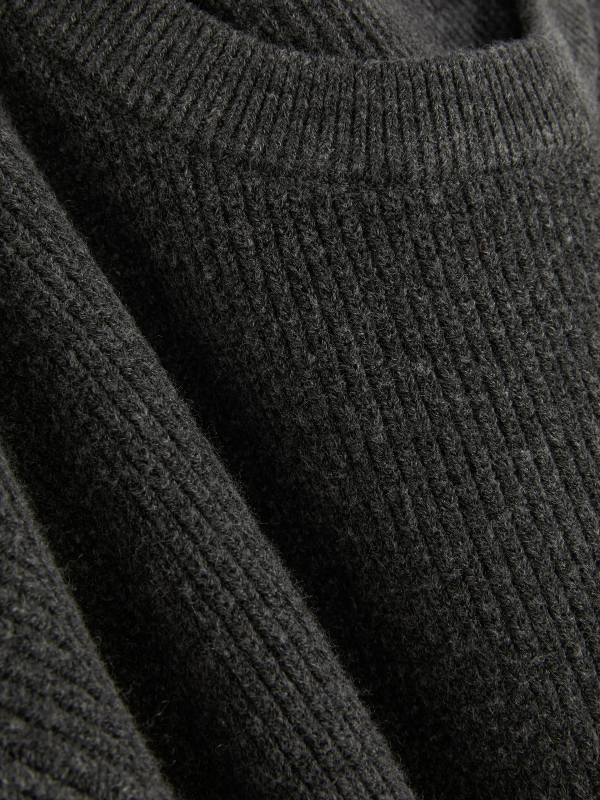 Pullover Und Cardigans|Primark Gerippter Pullover Mit Rundhalsausschnitt Anthrazitfarben