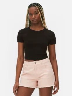 Tops Und T-Shirts|Primark Geripptes, Bauchfreies Top Schwarz