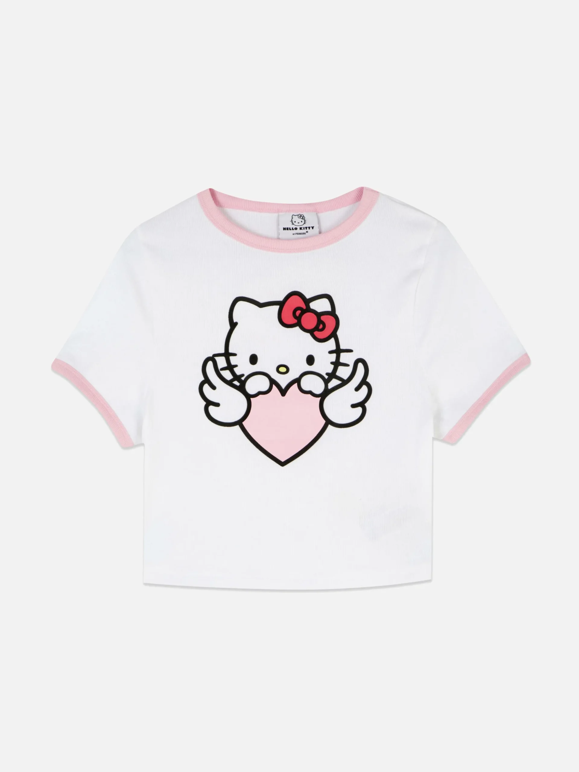 Schlafanzugoberteile|Primark Geripptes „Hello Kitty“ Schlafanzug-T-Shirt Weiß