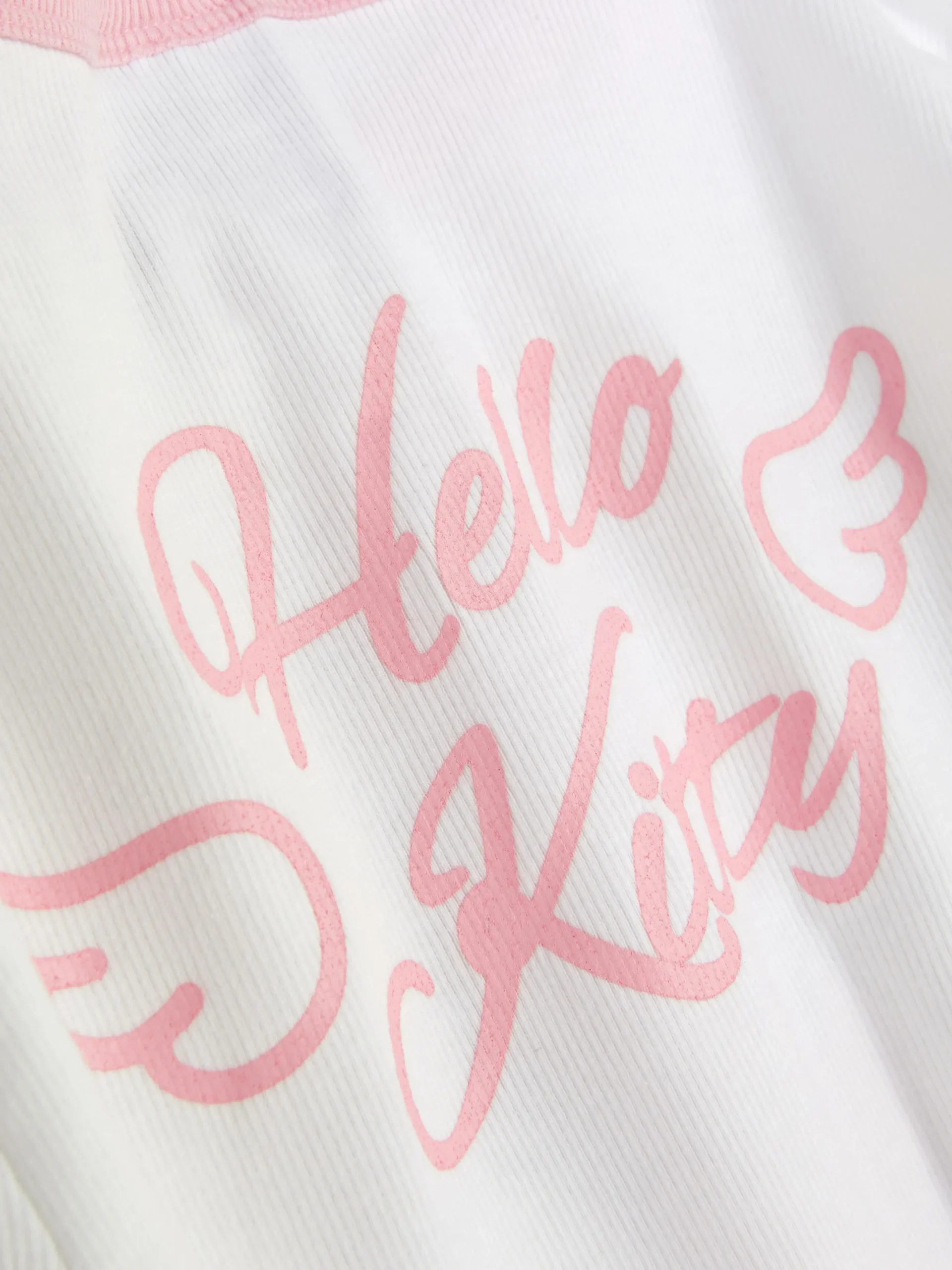 Schlafanzugoberteile|Primark Geripptes „Hello Kitty“ Schlafanzug-T-Shirt Weiß