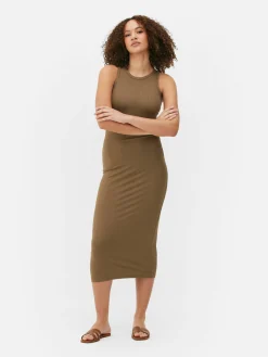 Kleider|Primark Geripptes Midikleid Mit Racerback Beige