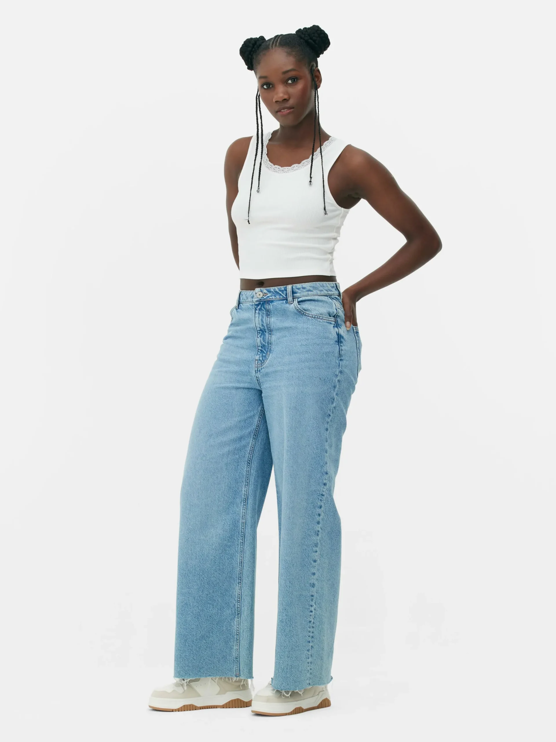 Tops Und T-Shirts|Primark Geripptes Trägertop Mit Spitzenbesatz Elfenbeinfarben